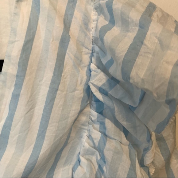 J Crew Womens 2X XXL Blue White Wrap Top Blouse Stripe Ruffle Tie Cotton - Picture 3 of 10